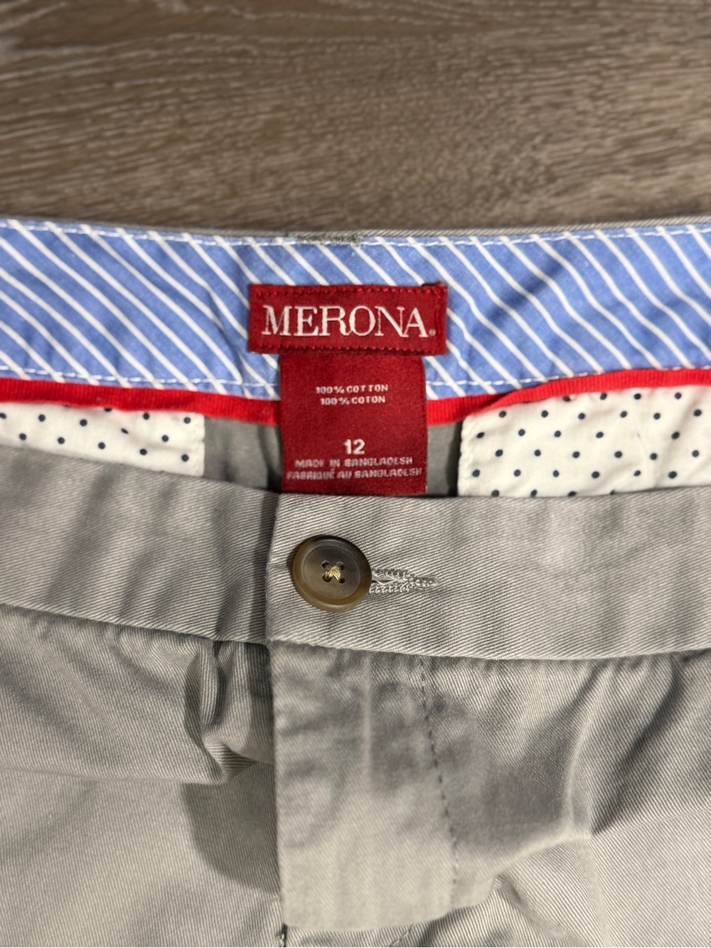 Merona Womens Light Gray Flat Front Cotton Chino Shorts Size 12 - Picture 8 of 8